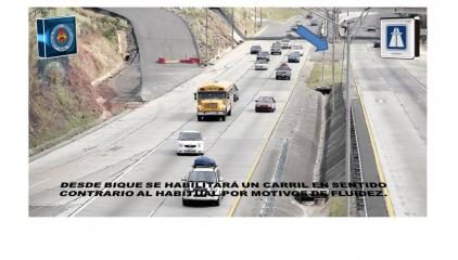 Desde Bique se habilitará un carril en sentido contrario al habitual (cuarto carril) para agilizar la fluidez vehicular hacia el centro de la ciudad de Panamá.
